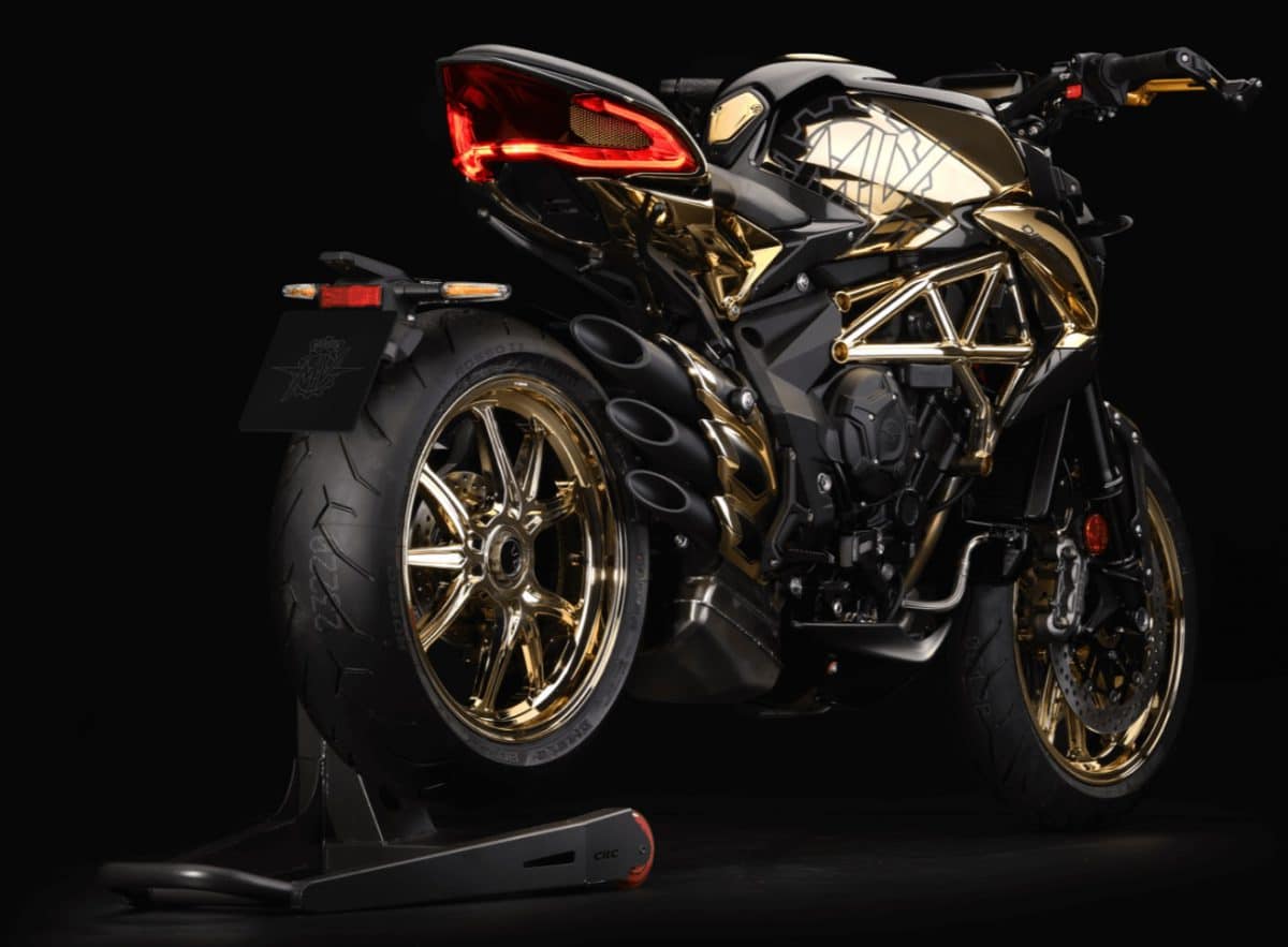 De MV Agusta 800 RC in eenmalige Shining Gold-uitvoering.