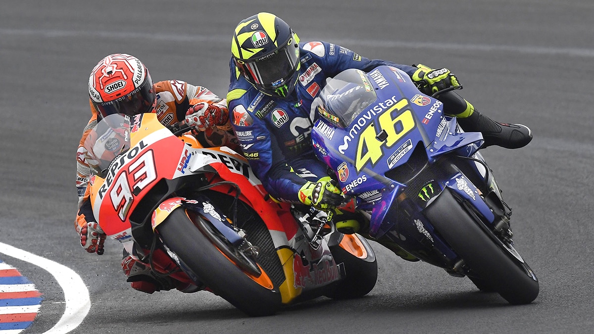 Marc Márquez en Valentino Rossi