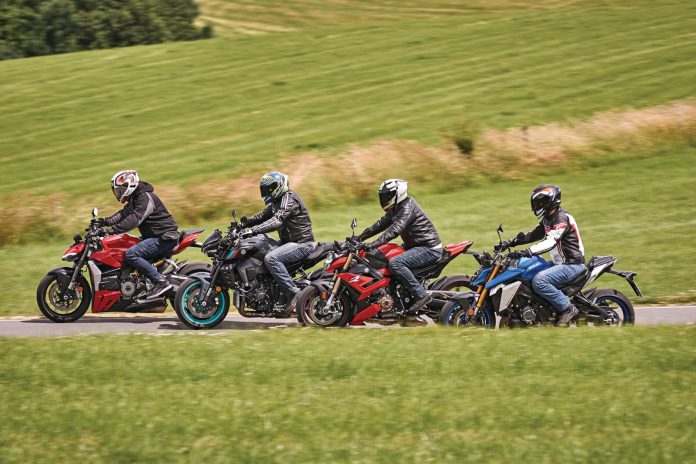 BMW S1000R vs. Ducati Streetfighter V2 vs. Suzuki GSX-S1000 vs. Yamaha MT-10