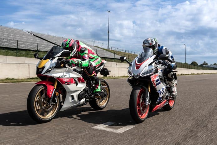 Aprilia RS 660 ‘Stars and Stripes’ LE vs. Yamaha R7 World GP 60th Anniversary Edition